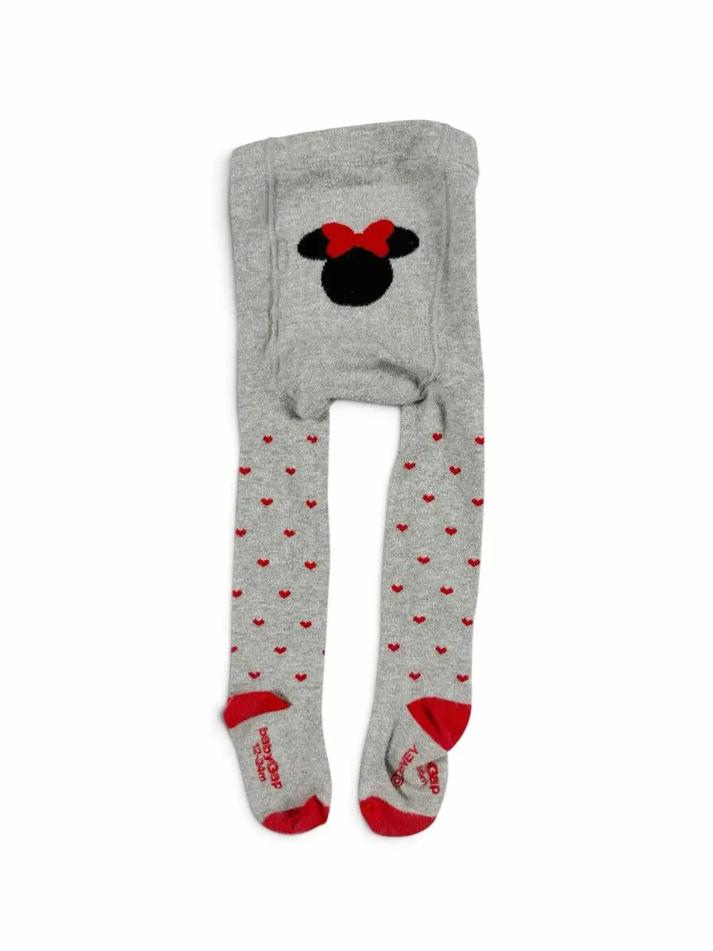 Gap Disney Minnie Mouse Heart Print Tights Gray Red Size 12–24 Months